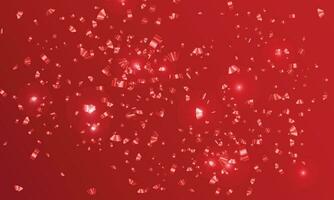 Vector artwork of crimson confetti on a red background for a party