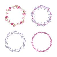 Vector hand drawn floral wreath collection on white background