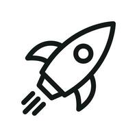 Vector rocket icon in black. star up business concept