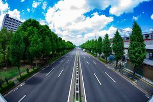 An empty downtown street in Takashimadaira Tokyo wide shot photo