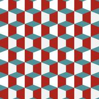 Seamless pattern design with cube with geometric squares with white, blue and red colors. vector