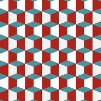 Seamless pattern design with cube with geometric squares with white, blue and red colors. vector