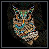 Colorful Owl bird mandala arts. vector