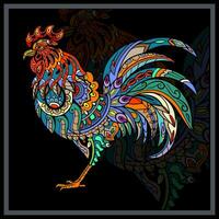 Colorful Chicken rooster mandala arts. vector