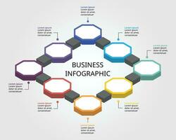 Octagon step chart template for infographic for presentation for 8 element timeline vector