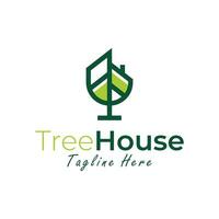 logotipo de vector de casa de árbol