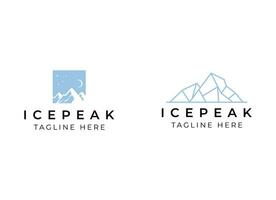 Ice Peak Mount Stone mountain adventure logo design. Minimalist mount ice peak logo vector