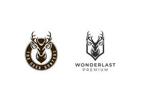 Classic Vintage Deer for Wildlife Hunting Logo Design, Vintage Deer Logo Design vector