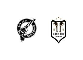 Classic vintage style gun shop logo. Shooting club logo design vector