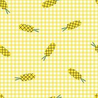 Nursery seamless pattern pineapple on checkered background vector