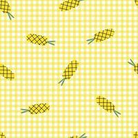 Nursery seamless pattern pineapple on checkered background vector