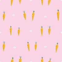 Carrot nursery seamless pattern hand drawn in cartoon style Use for prints, wallpapers, decorations, textiles vector