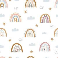 Seamless vector pattern with rainbows and cloud baby texture for fabric textile wallpaper apparel wrapping