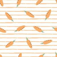 Nursery seamless pattern carrots on a stripes background Use for prints, wallpapers, textiles Vector Illustration