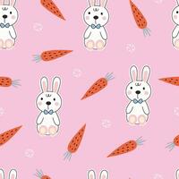 Rabbit and carrot Kids seamless pattern cute design for kids Use for print, decorations, textiles, vector illustration