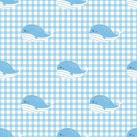 Nursery seamless pattern whale on a checkered background vector