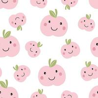 niños sin costura modelo manzana Fruta antecedentes mano dibujado diseño en dibujos animados estilo usado para imprimir, fondo de pantalla decoración vector