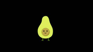 glücklich Springen Avocado auf Alpha Kanal video