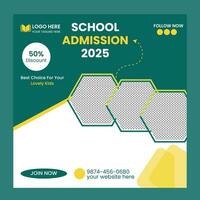 School Admission Social Media Post Template Design vector