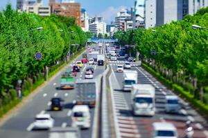 A miniature traffic jam at the downtown street in Tokyo photo
