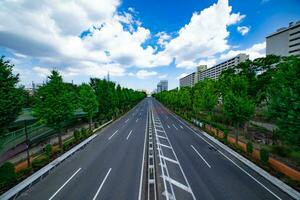 An empty downtown street in Takashimadaira Tokyo wide shot photo