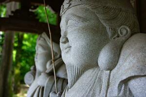 japonés guardián estatuas a el tradicional calle en tokio foto