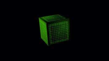futurista cuadrícula verde caja en alfa canal video
