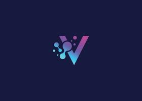 Letter V Technology vector monogram logo design template. Letter V molecule, Science and Bio technology Vector logo