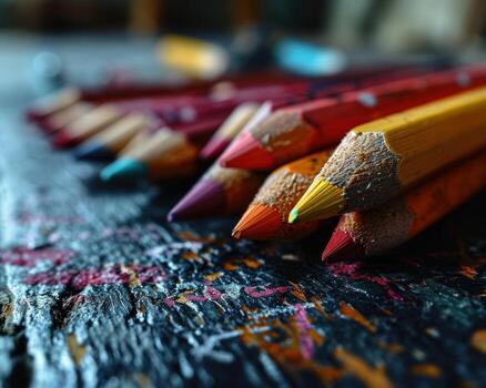 AI generated Bright pencils and math magic on a blackboard background, educational photo