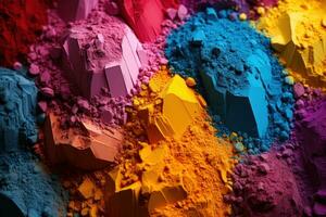 AI generated Colorful symphony holi powders, holi festival images hd photo