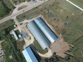 Hangar of galvanized metal sheets for storage of agricultural products photo