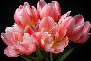 AI generated Blooming beauty time lapse journey of tulip evolution, spring photography photo