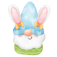 süß Hase Ostern Ohr Gnom im Blau und Grün Kostüm mit Gelb Band bunt Aquarell png