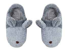 Rabbit gray slippers isolated on white background with clipping path photo