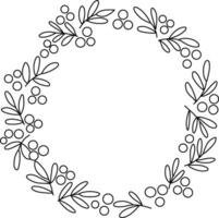 Doodle boho flower wreath a boho style floral wreath that is hand drawn with simple, elegant lines. beautiful elements like tinsel, garland, and circular flower arrangements. vector