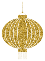 kinesisk ny år lykta tecken symbol dekoration guld glitter design element png