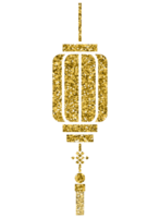 Cinese nuovo anno lanterna cartello simbolo decorazione oro luccichio design elemento png