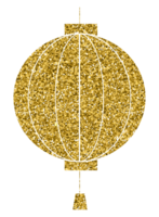 kinesisk ny år lykta tecken symbol dekoration guld glitter design element png