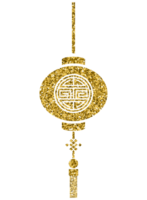 kinesisk ny år lykta tecken symbol dekoration guld glitter design element png