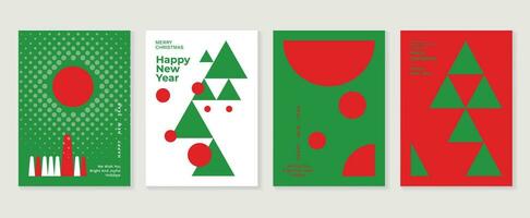 Merry christmas and happy new year card design vector. Elements of decorative bauble christmas tree, halftone texture. Art design for card, poster, cover, banner, decoration. vector