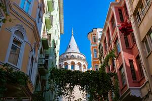 galata torre y histórico edificios viaje a Estanbul antecedentes foto