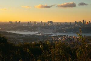 Istanbul skyline from Camlica Hill. Bosphorus Bridge and Istanbul photo