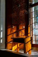 Islamic or ramadan vertical concept photo. A lectern in the mosque photo