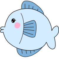 azul peixe. oceano animal. desenho animado estilo png