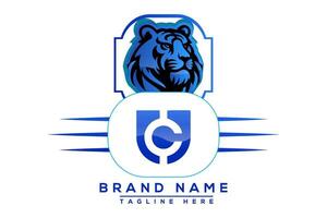 Tiger CU Blue logo Design. Vector logo design for business.