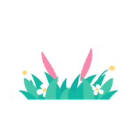 A cartoon bunny hiding behind colorfully decorated Easter eggs during the Easter Egg Festival. png