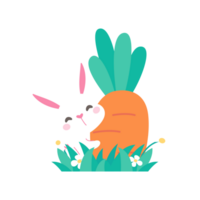 dessin animé peu lapin étreindre une carotte Pâques Oeuf Festival décoratif éléments png