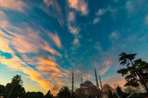 sultanahmet o azul mezquita en el Mañana. Ramadán o islámico antecedentes foto