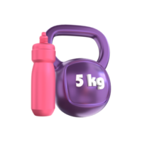 3d rendering gym fitness  Kettlebell with drink png