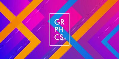 Triangle geometric line abstract background with bright purple background and orange and blue stripes arrows on background concept. Colorful trendy banner. Eps10 vector